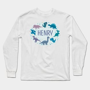 Henry name surrounded by dinosaurs Long Sleeve T-Shirt